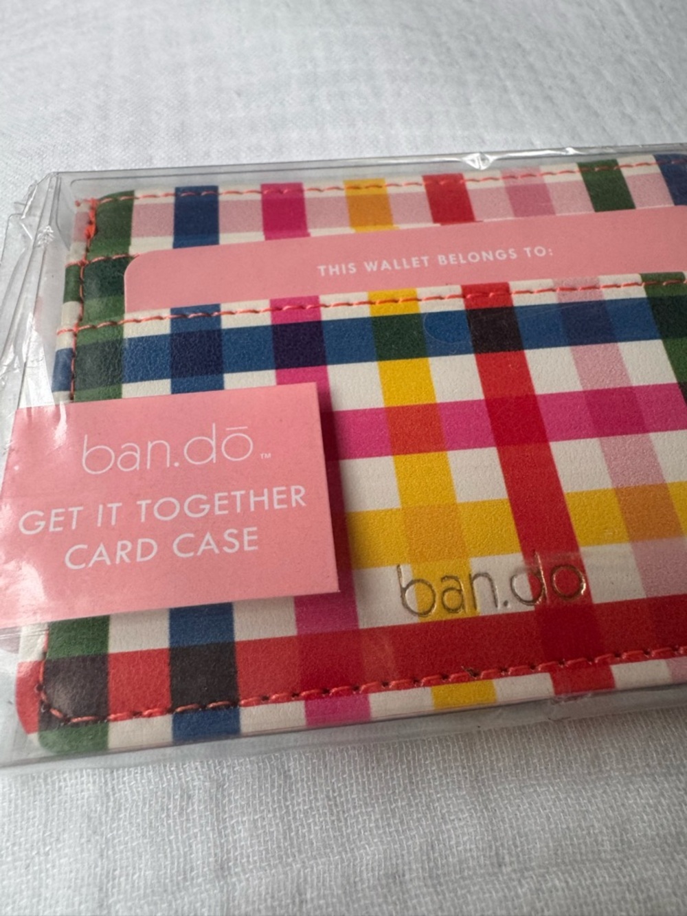 BANDO Rainbow Plaid Card Case Get It Together ID Wallet Gingham Pride ban.do NWT